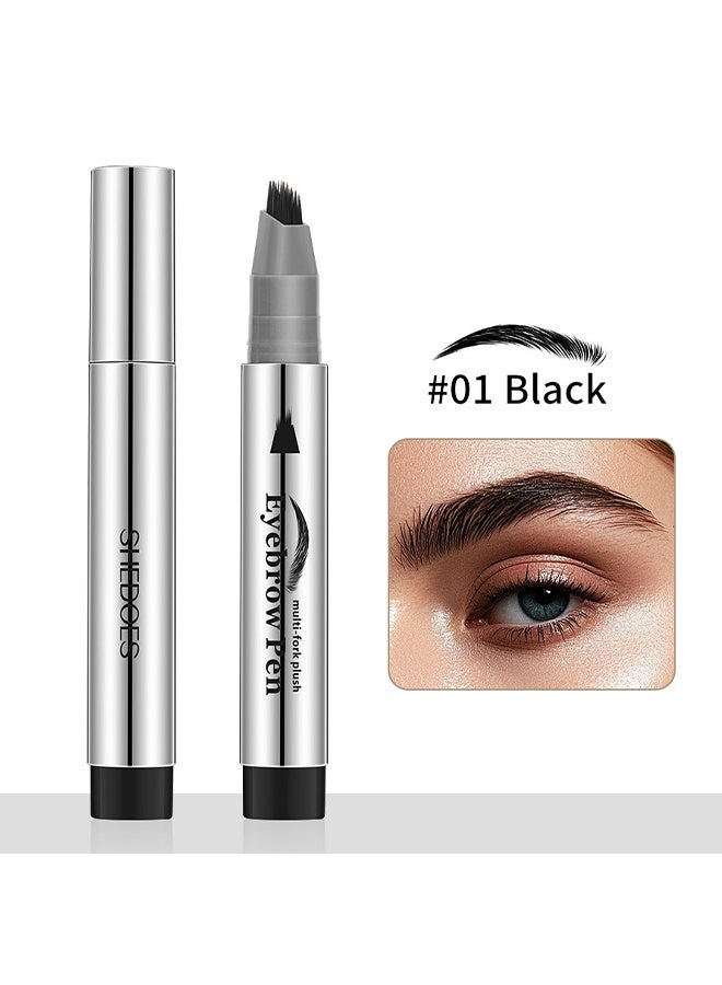 SHEDOES Multi-Fork Plush Eyebrow Pen,Liquid Eyebrow Pen, Waterproof Microblading Eyebrow Pencil with a Micro-Fork Tip Applicator, Creates Natural Looking Brows Effortlessly #01 BLACK - Image 2